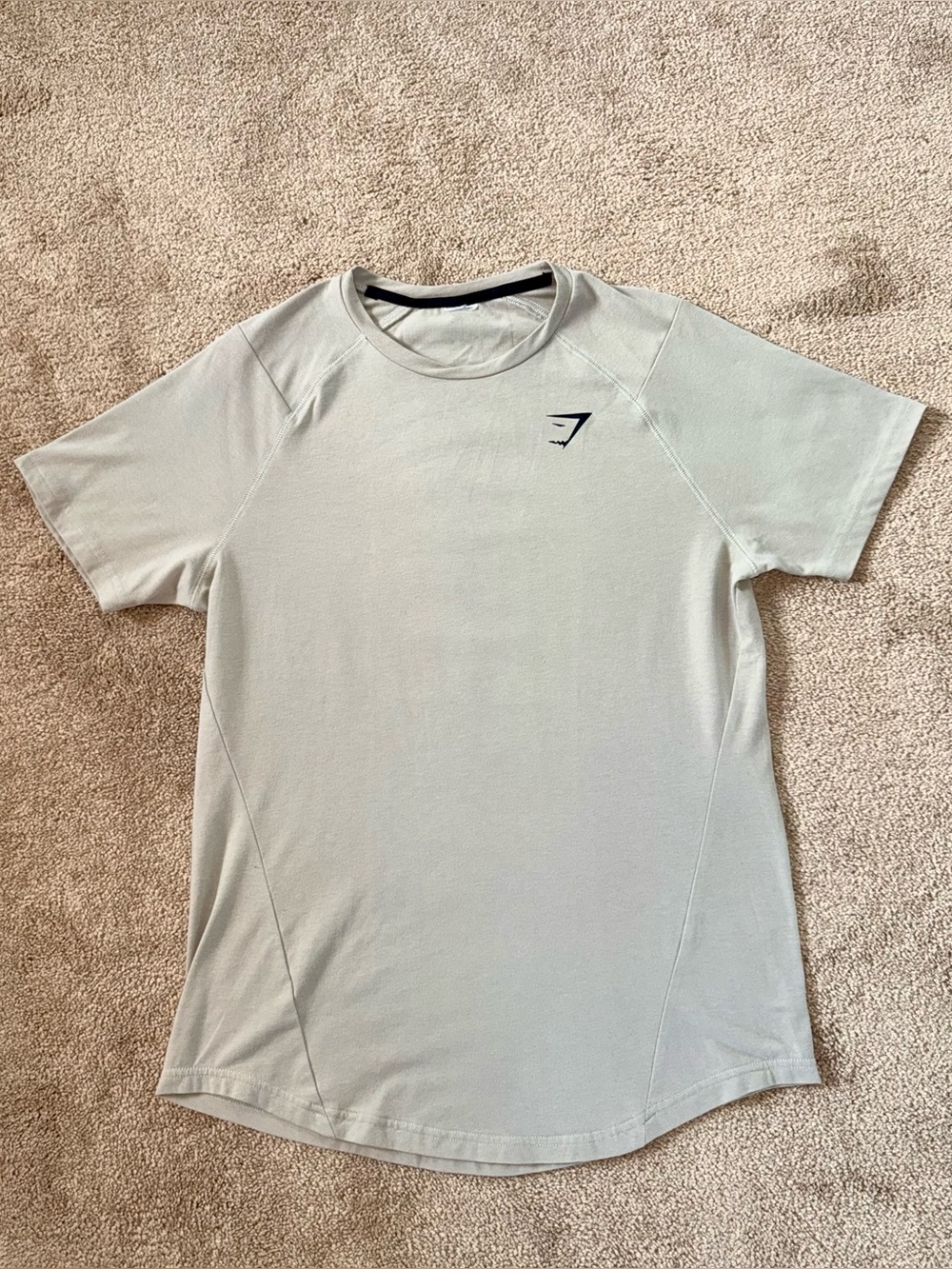 Gymshark Bold Light Grey (Beige/Taupe) Athletic Fit Training T-Shirt Mens Medium